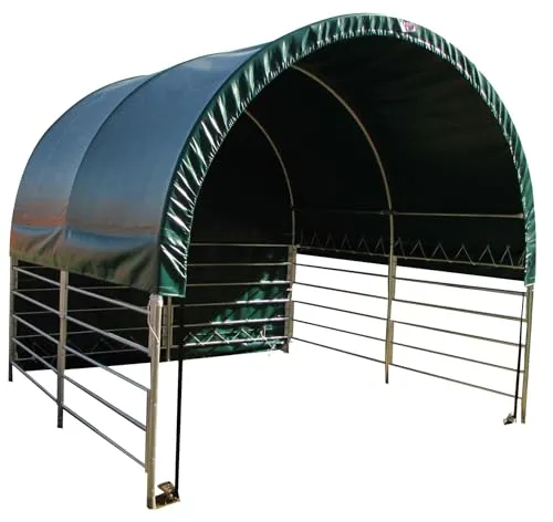 Weidezelt Pferde 3 x 3 m – Sturmfester Weideunterstand - Robustes Weidezelt aus PVC mit 9 m² Fläche, ideal für Pferde. Hohe Zugbelastung von 300 kg und verzinktes Stahlgestell sorgen für Stabilität und Langlebigkeit.
