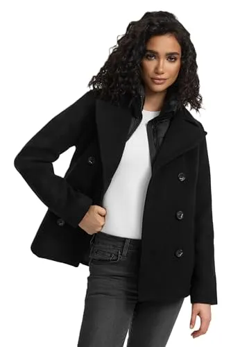 MARIKOO Damen Winterjacke N044 - Stylische Kabanjacke mit abnehmbaren Kragen - Funktionsjacke mit 4 Taschen und wärmespeichernder Funktion, ideal für kalte Tage. Perfekte Passform und hoher Tragekomfort für Damen in allen Größen.