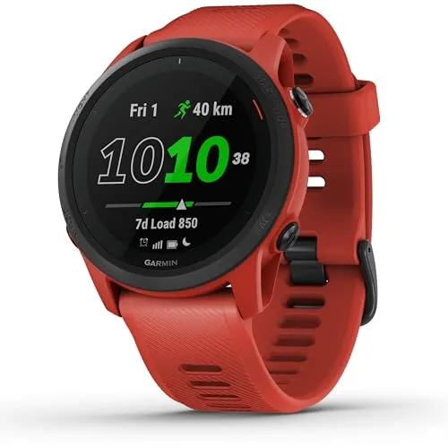 Garmin Forerunner 745 - Magma Red Sportuhr - Smartwatch für Sportler, wasserdicht und ideal für Klettern und Fitness mit bis zu 21 Stunden GPS-Batterielaufzeit.
