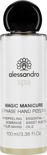 Alessandro Magic Manicure 2-Phase Peeling 100 ml - Handpeeling mit Meersalz für eine verfeinerte Hautstruktur, entfernt abgestorbene Hautschüppchen und verbessert die Aufnahmefähigkeit nachfolgender Pflegeprodukte. Ideal für geschmeidige Hände.