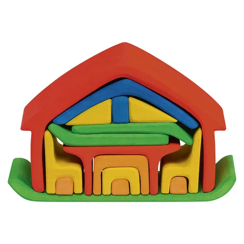 Bunte Stapelformen / Steckspiel Haus mit Möbel von Glückskäfer 523266 - Kreatives Steckspielzeug mit bunten Möbeln, fördert die motorischen Fähigkeiten und sorgt für viel Spielspaß. Ideal für Kinder von 0-3 Jahren.