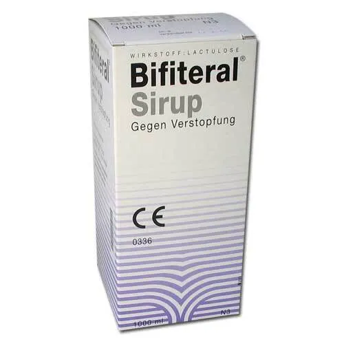 Bifiteral 1000 ML - Lactulose Sirup - Arzneimittel zur Behandlung von Verstopfung und zur Erleichterung des Stuhlgangs. Enthält Lactulose für eine sanfte Wirkung und ist ideal bei Hämorrhoiden oder nach Operationen.