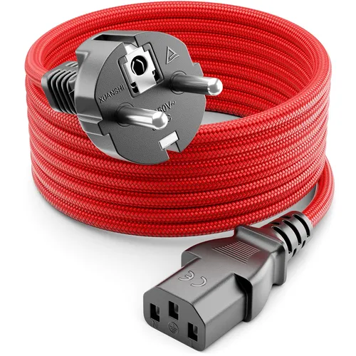 1m Kaltgerätekabel Nylon Typ F auf C13 Netzkabel Stromkabel Kaltgeräte Kabel