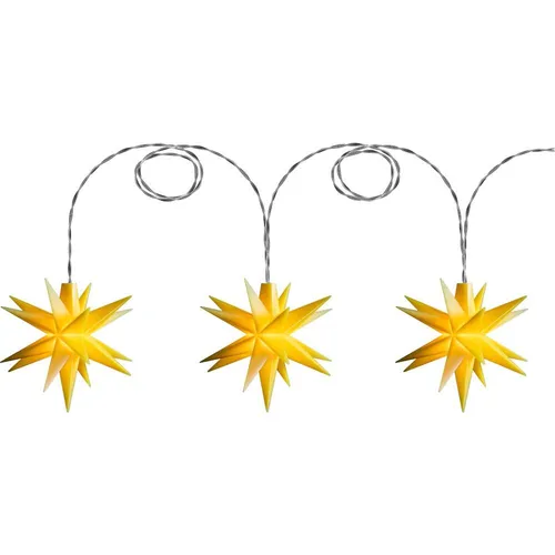 STERNTALER Sternenkette 18 Zacken, gelb mit 3 Sternen - Nussknacker Deko mit 3 LED-Sternen, ideal für stimmungsvolle Beleuchtung innen und außen, Höhe 8 cm.