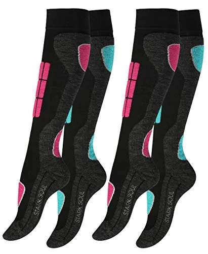 Paar Original VCA® SKI Funktionssocken, Wintersport Socken mit Spezial Polsterung,Gr.-39/42,Pink/Turquoise 2
