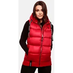 Navahoo Steppweste Kassidy – Stylische ärmellose Damen Weste mit Kapuze in Rot (XS) - Modische Steppweste für Damen, ideal für den Alltag. Wasser- und windabweisend, sorgt für angenehme Wärme. Mit regulierbarer Kapuze und praktischen Reißverschlusstaschen.
