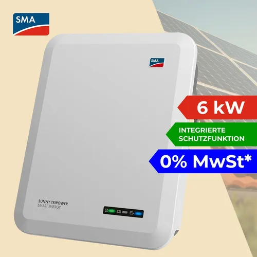 Selfio SMA Hybridwechselrichter Sunny Tripower 6.0 - Hybridwechselrichter für Solar- & Windenergie, 6 kW Nennleistung, kompakt, kompatibel mit Hochvoltbatterien, hoher Wirkungsgrad von bis zu 98,2 %.