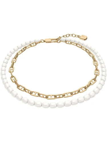 Fossil JA7322710 Damen Armband aus Messing in Weiß - Elegantes Damenarmband aus hochwertigem Messing mit einer Länge von 19,5 cm. Perfekt für jeden Anlass und ein stilvolles Accessoire, das Ihr Outfit aufwertet.
