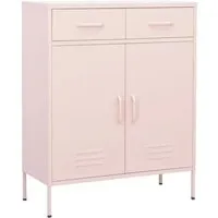 vidaXL Lagerschrank Rosa 80x35x101,5 cm aus Stahl - Kommode aus robustem Stahl mit 2 Türen und 2 sanft gleitenden Schubladen. Ideal für Ordnung und Stauraum in jedem Raum. Belastbarkeit pro Fachboden bis 30 kg.