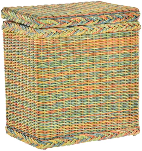 Korb-Outlet Wäschekorb mit Deckel und Inlett aus echtem Rattan - Wäschebox aus handgefertigtem Rattan, stabil und multifunktional als Sitzgelegenheit nutzbar. Ideal für stilvolle Wäschesammlung.