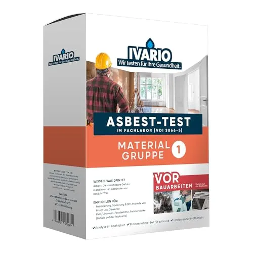 IVARIO Asbest-Test 0,1% inkl. KMF - Zuverlässige Analyse für Bauprojekte, schützt vor Gesundheitsrisiken durch Asbest und KMF
