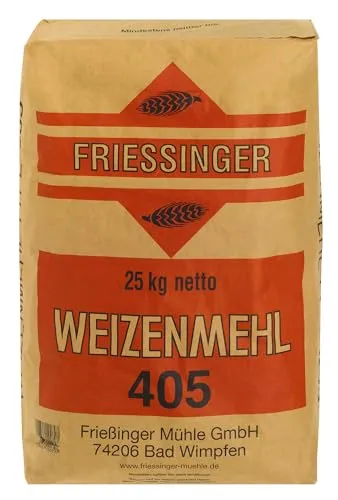 Bielmeier Weizenmehl T405 25kg - Hochwertiges Weizenmehl T405, ideal für Backen und Kochen. Mit geprüfter Qualität aus der Region, sorgt es für lockere und feine Teige.