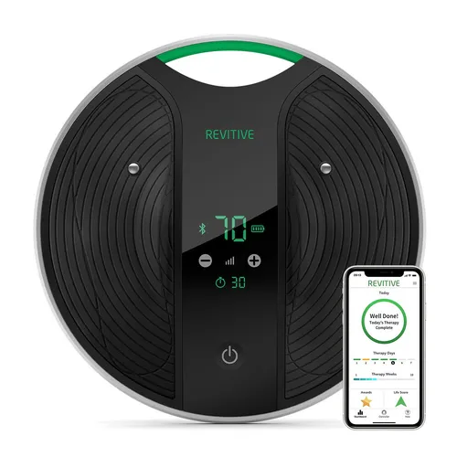 Revitive 12120-5575AQ Kreislaufstimulator - Elektrischer Muskelstimulator zur Unterstützung der Blutzirkulation in den Beinen. 3 Programme zur Stärkung der Muskulatur und Linderung von Beschwerden. Ideal für den täglichen Einsatz.