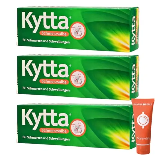 Kytta Schmerzsalbe bei Schmerzen und Schwellungen, Muskelschmerzen, Kniegelenkschmerzen, Zerrungen Verstauchungen I mit Beinwell Extrakt I Sparset mit Pharma Perle give-away (3 x 100g)