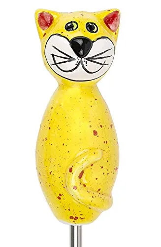 Manufaktur Lichtbogen Katze aus Keramik gelb 17 cm hoch