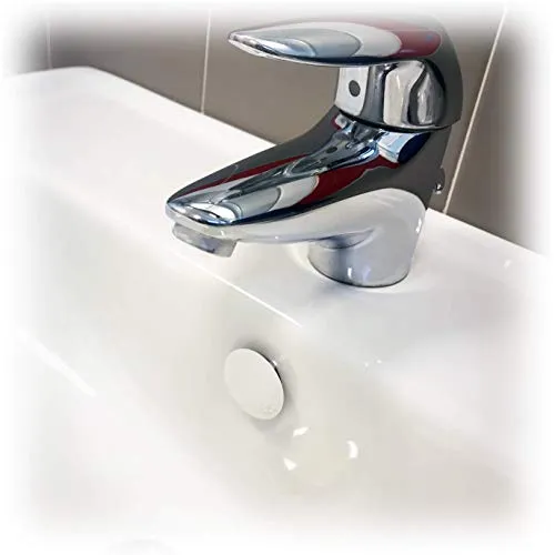 Fischer Tappo troppo pieno TTP K Bianco coperchio adatto foro su lavabi, lavandini, per bagni e cucine, 551886 Überlaufstopfen TTPK weiß passend, Waschbecken und Bidet, für Bad und Küche, Taglia unica
