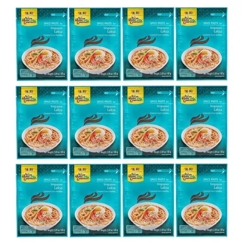 Asian Home Gourmet Gewürzpaste Laksa Paste Laksa Sauce Laksa Gewürzmix 12x60g
