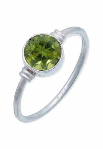 mantraroma Ring Silber Damen mit Stein Peridot Edelstein grün schlicht modern (MRG-191-59-(58))