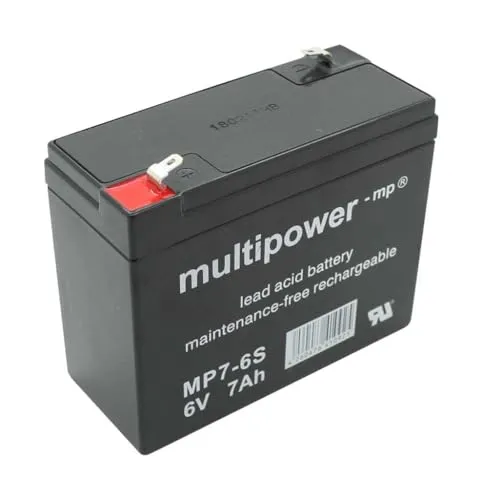 Multipower MP7-6S 300402 Bleiakku 6V 7Ah - Wartungsfreier Blei-Vlies Akku mit langer Lebensdauer und geringer Selbstentladung, ideal für vielseitige Einsatzmöglichkeiten in verschiedenen Geräten.