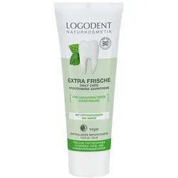 Logodent Extra Frische Zahncreme - Zahnpasten mit EXTRA FRISCHE für ein langanhaltendes, erfrischendes Mundgefühl dank intensiver Pfefferminze.