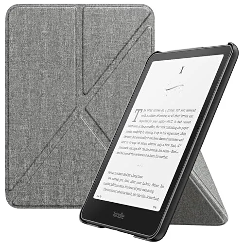 MoKo Hülle für All-New Amazon 7" Kindle Paperwhite 12th Generation 2024, Origami Ständer Hülle mit Magnetic PC Rückseite Cover, Denim Grau