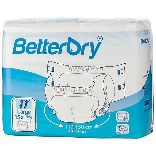 BetterDry Windeln L10 - 15 Stück - Inkontinenzeinlagen in Größe L, ideal für optimalen Schutz und Komfort, perfekt für Unisex-Bedarf.
