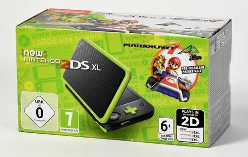New Nintendo 2DS XL Mario Kart 7 Bundle - Schwarz + Limettengrün - Konsolen: Erlebe den Spaß mit dem New Nintendo 2DS XL und dem Mario Kart 7 Bundle, ideal für stundenlangen Spielspaß!