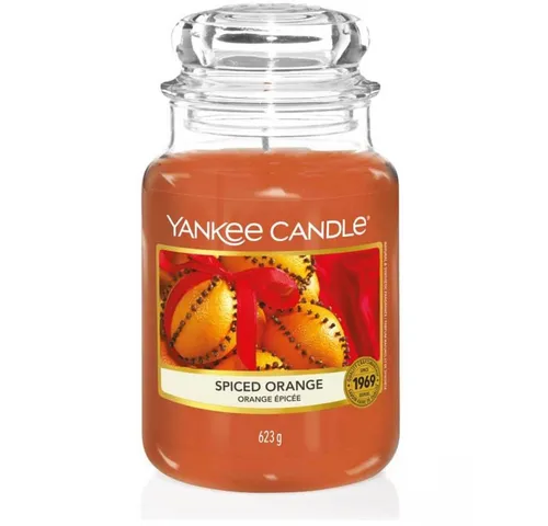 Yankee Candle Duftkerze im Glas (groß) | Spiced Orange - bis zu 150 Stunden Brenndauer - Kerzen im Glas mit fröhlichem Zitrus-Ingwer-Duft, der Wärme in kalte Wintermonate bringt. Hochwertiges Wachs und 100% bleifreier Docht für ein gleichmäßiges Brennen.