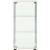 vidaXL Vitrine Hartglas Weiß - Moderne Glasvitrine in Weiß, ideal zur stilvollen Aufbewahrung von Büchern und DVDs. Hergestellt aus robustem gehärtetem Glas für Langlebigkeit und einfache Reinigung.