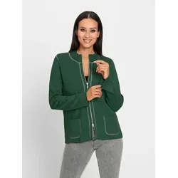 Strickjacke HEINE, Damen, Gr. 40, grün (moos), 50% Baumwolle, 50% Polyacryl, unifarben, Langarm, Strickjacken
