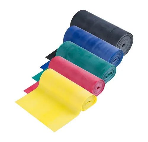 TheraBand Therapie-Bänder-Set in 5 Farben für vielseitige Anwendungen - Das TheraBand Set umfasst 5 Bänder in verschiedenen Farben, ideal für individuelles Training. Anpassbare Länge und Zugstärke von bis zu 6 kg. Perfekt für die Unterstützung der Fitnessziele!