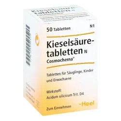 Kieselsäure N Cosmochema Tabletten - Arzneimittel zur Unterstützung der Haut- und Haarstruktur, apothekenpflichtig und ideal für eine gesunde Schönheit.