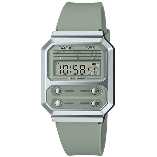 Casio Digitaluhr Armbanduhr Vintage A100WEF-3AEF - Grün/Grau