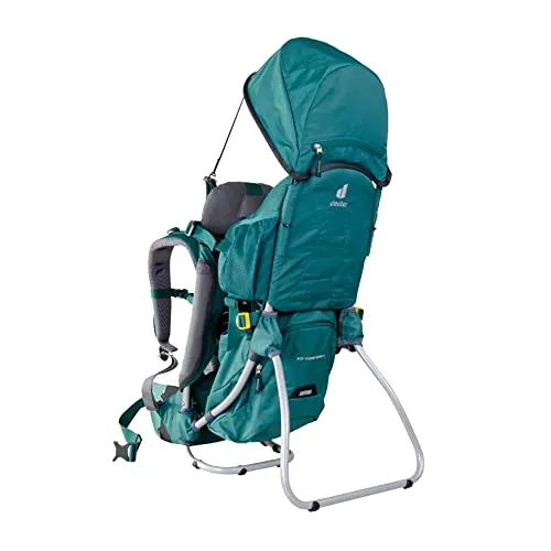Deuter Kid Comfort 1 - alpinegreen - Praktischer Babyträger mit Aircomfort-Rückensystem für hohe Atmungsaktivität. Verstellbare Gurte und gepolsterte Bereiche sorgen für optimalen Tragekomfort. Inklusive Sonnenblende und Regenschutz, ideal für Ausflüge.