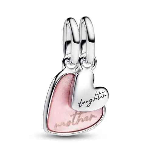 PANDORA Moments Teilbarer Mutter & Tochter Charm-Anhänger aus Sterling Silber - Bead Charms für Damen, feiere die besondere Mutter-Tochter-Bindung mit einem teilbaren Charm aus Sterling Silber, ideal für Pandora ME und Moments Armbänder.
