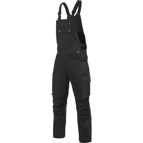 WÜRTH MODYF Arbeitslatzhose Nature - professionelle Arbeitshose für Herren - Latzhose mit Knieschutztaschen - in der Größe 62 in Schwarz
