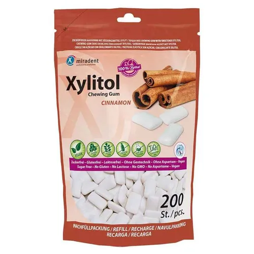 Miradent Xylitol Chewing GUM Zimt Nachfüllpackung Kaugummi Inhalt: 200 g