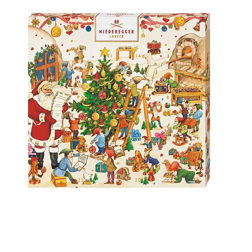 Niederegger Mini Wichtelwerkstatt Adventskalender mit Schokolade 168g - Adventskalender mit köstlicher Schokolade, ideal für die Vorweihnachtszeit und perfekt zum Teilen oder als Geschenk.