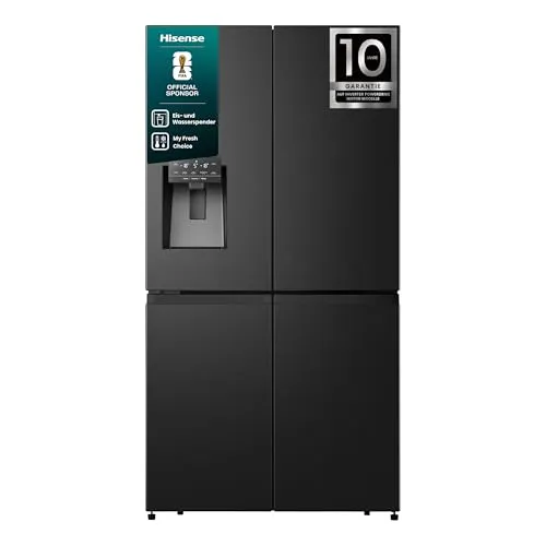 Hisense Multi Door RQ760N4SBFE Kühlschrank - Freistehender Kühlschrank mit Wasser- und Eisspender, Inverter Kompressor und 584 l Volumen für optimale Frische und Energieeffizienz.
