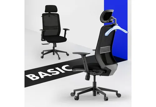 FLEXISPOT Bürostuhl Ergonomischer Schreibtischstuhl (verstellbare Rückenlehne & Lendenwirbelstütze & Armlehnen, Kopfstütze zum aufhängen von Kleidung), Höhenverstellbarer Sitz, Arbeitsstuhl, Computerstuhl, 90°-125°
