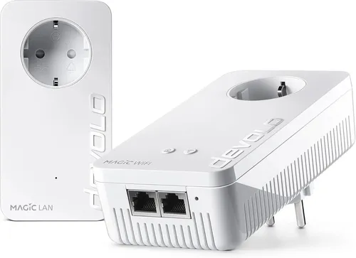 devolo Magic 2 WiFi next Starter Kit - WLAN Powerline Adapter - Powerline-Netzwerk mit bis zu 2.400 Mbit/s für lückenloses Internet auf bis zu 3 Etagen; ideal für modernes Mesh-WLAN und raumübergreifende Verbindungen.