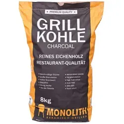 MONOLITH Premium Grillkohle 8 kg - Grillzubehör: Hochwertige Holzkohle in Restaurantqualität für perfekten Grillgeschmack und gleichmäßige Hitzeverteilung.