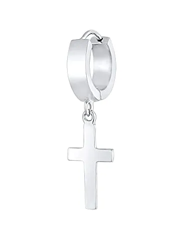 Kuzzoi Herren-Ohrring Creole Kreuz - Stylischer 13mm Creolen Ohrhänger aus 925 Sterling Silber, handgefertigt und ideal als modisches Geschenk für Männer. Einzigartiges Kreuz-Design für jeden Anlass.