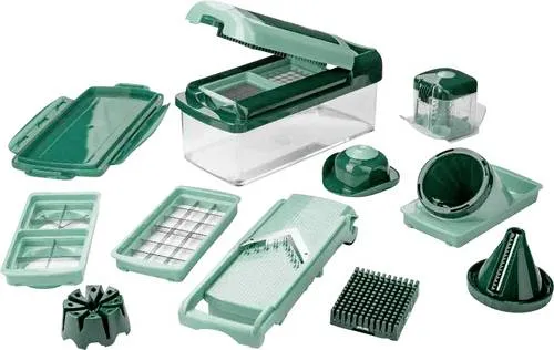 Genius Nicer Dicer Fusion Smart Julietti Mint-Grün - 16-teiliges Alles-Schneider Set, vielseitig und perfekt für gesunde Ernährung mit Easy-Lift-Funktion und selbstreinigend