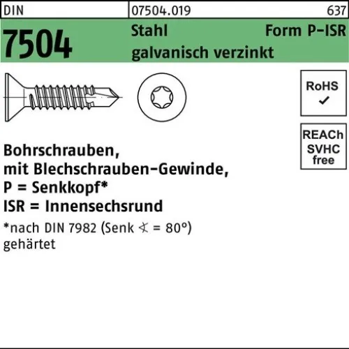 500er PACK(Stk)  007504001070042045 Bohrschraube DIN 7504 Senkkopf m.Innensechsr