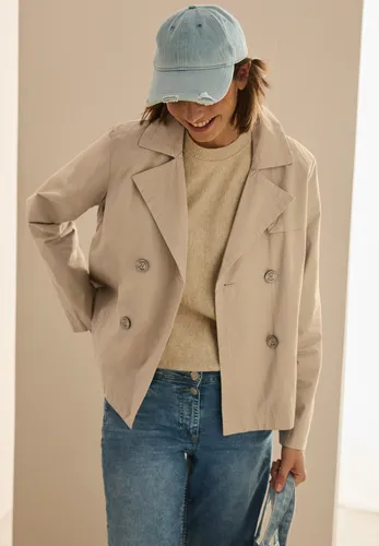 CECIL Damen B202024 Kurze Trench Jacke, Light Toffee, XXL - Funktionsjacke im Cropped-Look aus reiner Baumwolle, ideal für Übergangszeiten mit stylishem Reverskragen und praktischen seitlichen Taschen.