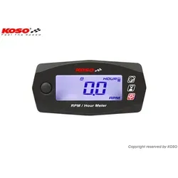 Drehzahl- und Betriebsstundenzähler KOSO Mini 4 - Kombiinstrument für Motorräder und ATVs, präzise Drehzahl- und Betriebszeitanzeige für optimale Wartung und lange Lebensdauer deines Motors.