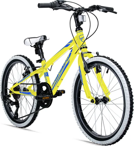 Bergsteiger Kansas 20 Kinderfahrrad 24 Zoll - Mountainbike für Kinder von 6-11 Jahren, ideal für den Schulweg. Mit Shimano 6-Gang-Schaltung und modernem Design für höchste Sicherheit und Komfort.