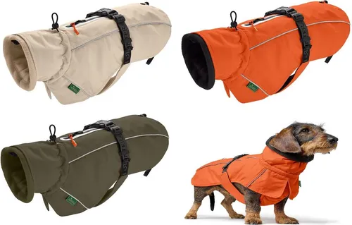 HUNTER Hundemantel NORDBY Dachshund - Oliv, wasserdicht & warm - Winterjacke für Dackel, passgenau und komfortabel, schützt vor Kälte & Nässe mit reflektierenden Paspeln für optimale Sichtbarkeit. Maschinenwaschbar für einfache Pflege.