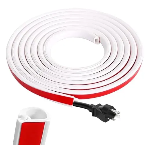 Minikabelkanäle 2m Halbrunde Kabelabdeckung Kabelschacht, PVC Flexibler Kabelabdeckung Kabelkanal Selbstklebend Boden Kabelbrücke, Kabelschutz Kabelschacht für Alle Netzkabel Haus Büro Lager 14x10mm